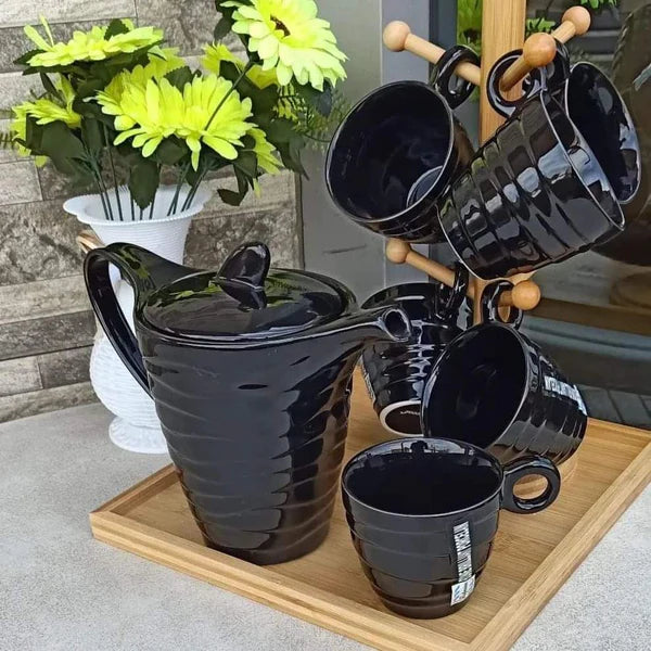 Tea set with bamboo stand