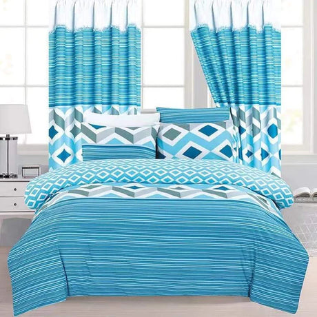 7pcs Woolen Duvet +Curtains Set