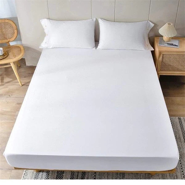 Luxury Fitted white bedsheet 6pcs Set