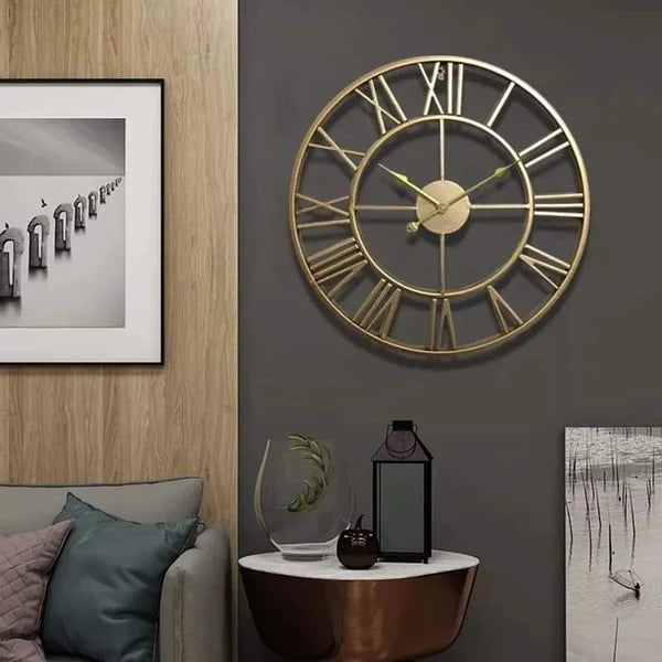 Large Modern Metal Wall Clock Roman Numerals Clocks for Living Room Bedroom Kitchen Wall Decor 60cm