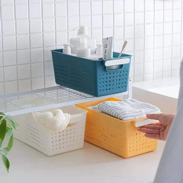 3pcs White Plastic Storage basket