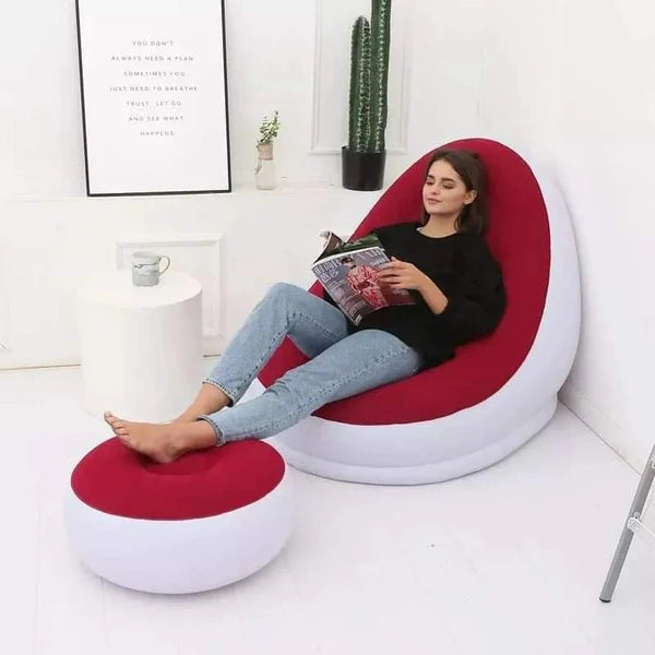 Inflatable Deluxe Lounge Seat +Foot Rest + free electric pump