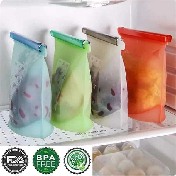 3pcs Reusable Silicone Fridge Bags