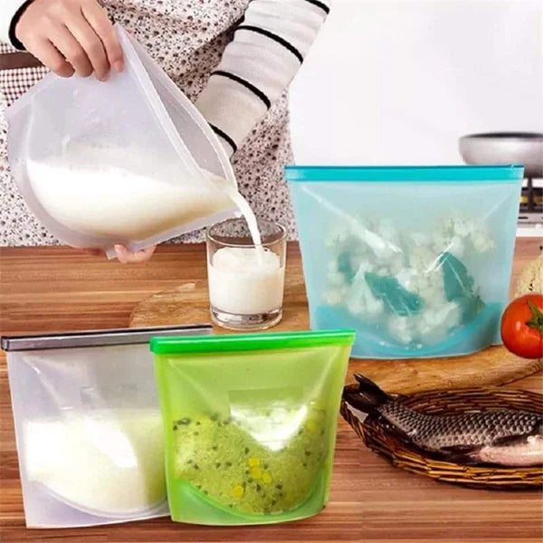 3pcs Reusable Silicone Fridge Bags