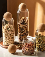 Open Ball Cork Transparent Jar with Bamboo Lid