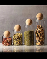 Open Ball Cork Transparent Jar with Bamboo Lid