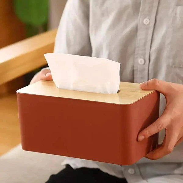 Bamboo lid Napkin Tissue Holder