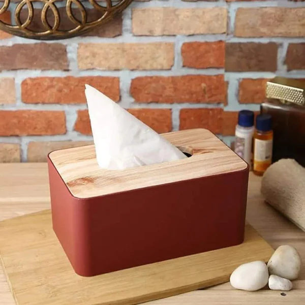 Bamboo lid Napkin Tissue Holder