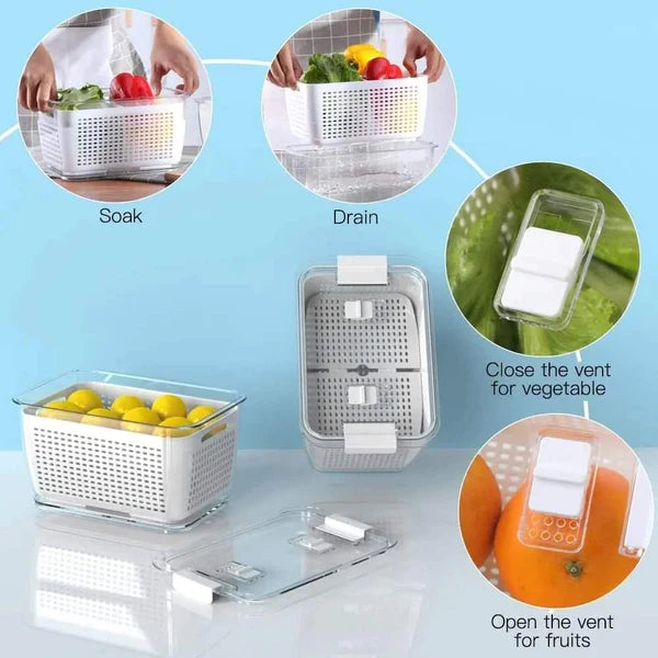 Fresh food Vegetable Containers with vents 3 pcs