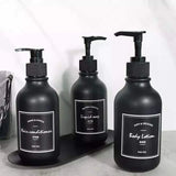 Matte black lotion bottle