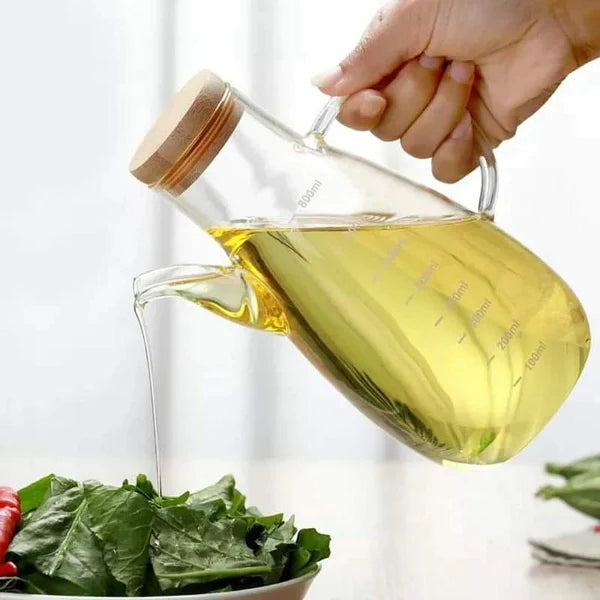 500ml glass oil/vinegar bottle with an airtight bamboo lid