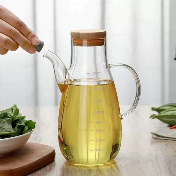500ml glass oil/vinegar bottle with an airtight bamboo lid