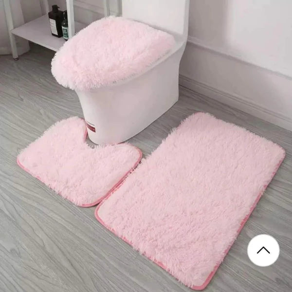 Super absorbent 3pcs fluffy toilet mat set