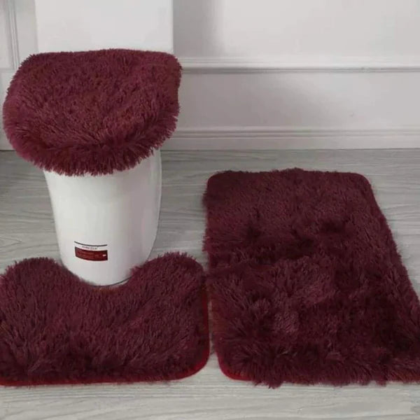 Super absorbent 3pcs fluffy toilet mat set