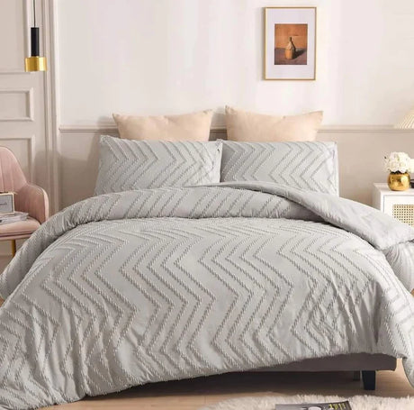 3pc Tufted Wave Duvet cover set