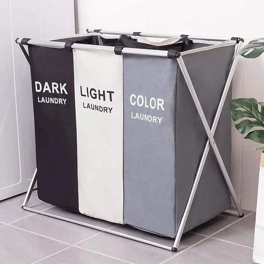 3 Grid Foldable Color Laundry Basket Laundry Organizer Bag Dirty Laundry Hamper Collapsible