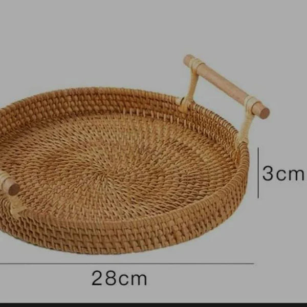 Natural rustic rattan serving tray Homelux Kenya