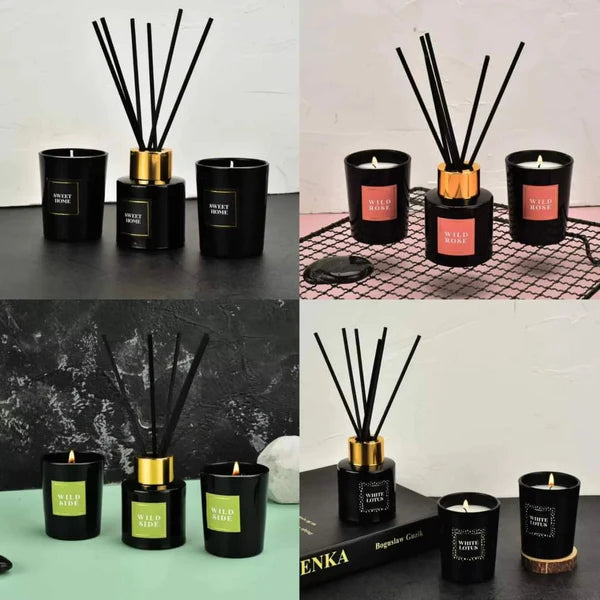 Home Fragrance Flameless Scents 50ml Reed Diffuser & 2pc scented candles