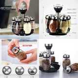 7pcs Rotating Cruet Condiment Seasoning Jars Set