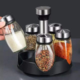 7pcs Rotating Cruet Condiment Seasoning Jars Set