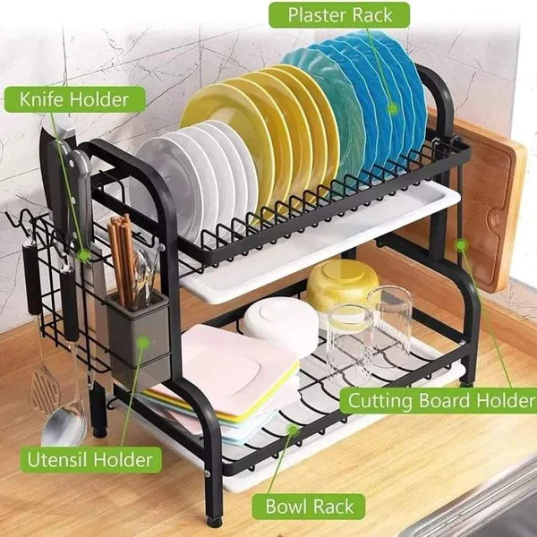 2Tier Dish Rack with cutlery Holder