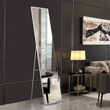 Wide Stand Alone Mirror with Metallic Frame