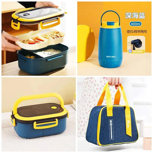 3 in 1 Double Layered Set Combo Microwaveable Lunch Box