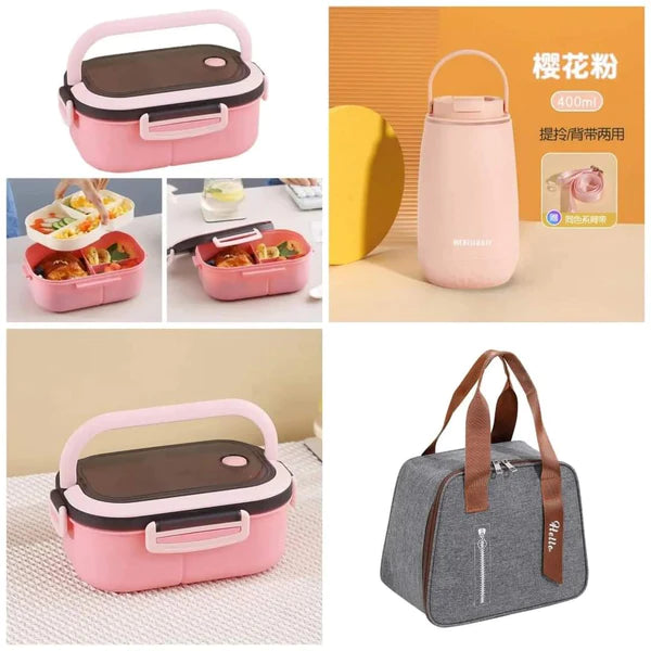 3 in 1 Double Layered Set Combo Microwaveable Lunch Box