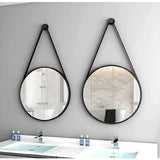 Nordic Wall Mirror Wall-Mounted Decorative Round Mirror with Hanging Strap