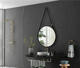 Nordic Wall Mirror Wall-Mounted Decorative Round Mirror with Hanging Strap