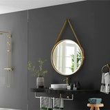 Nordic Wall Mirror Wall-Mounted Decorative Round Mirror with Hanging Strap