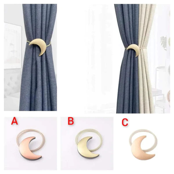 Moon shaped Metallic Magnetic Curtain Holders