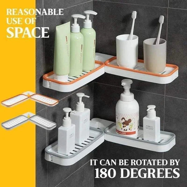 Rotating Punch Free Corner Bathroom Organizer