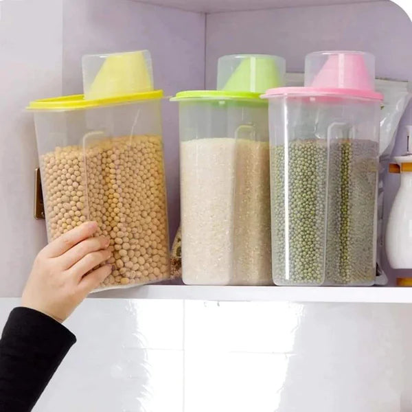 Plastic Cereal jars 2Litres With Measuring Cup