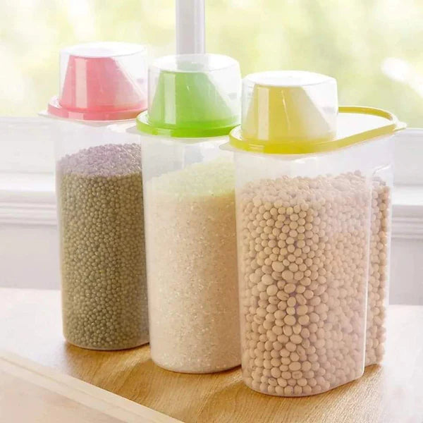 Plastic Cereal jars 2Litres With Measuring Cup