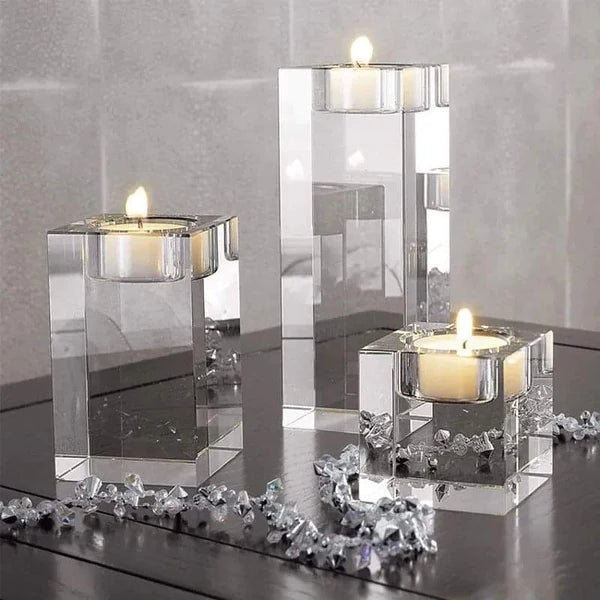 CRYSTAL CANDLE HOLDERS SET OF 3