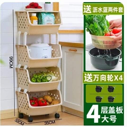 4Tier Vegetables Rack with Lid and Wheels