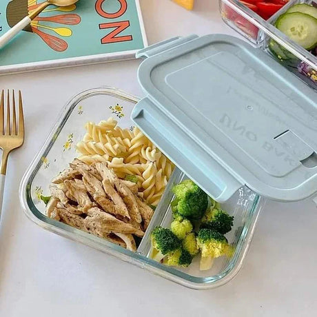 2 Grid Microwave Safe Glass Lunch Box