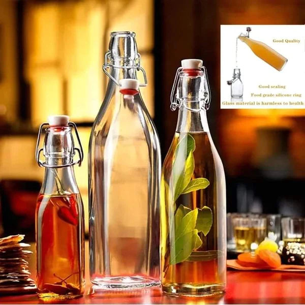 Glass Clip Beverage Bottle