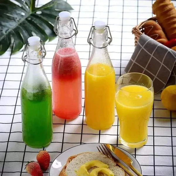 Glass Clip Beverage Bottle