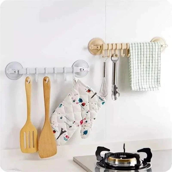 6 Hook Bathroom Suction Hook 2Pcs