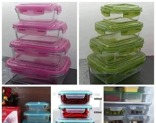 4pc Borosilicate Glass Food Containers