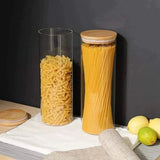 Glass Spaghetti/Cereal jars with bamboo lid