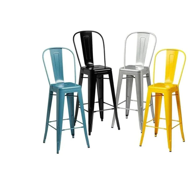 Strong Metallic Bistro High Back Stool with Back Rest