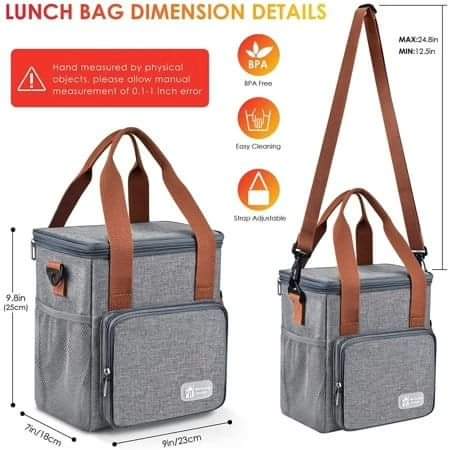 Insulated Lunch Bag with Removable Shoulder Strap