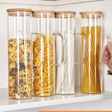 Glass Spaghetti Jar with Bamboo lid and Handle