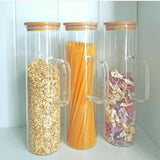 Glass Spaghetti Jar with Bamboo lid and Handle