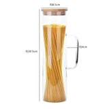 Glass Spaghetti Jar with Bamboo lid and Handle