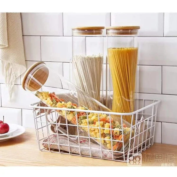 Glass Spaghetti Jar with Bamboo lid and Handle Homelux Kenya