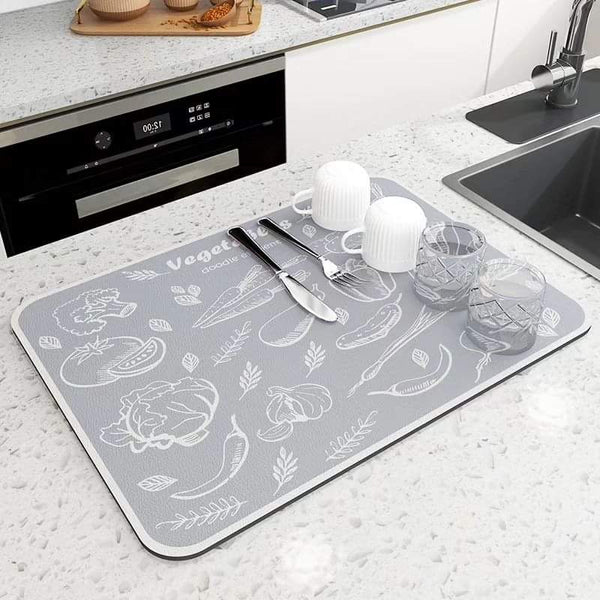 Absorbent dish drying mat